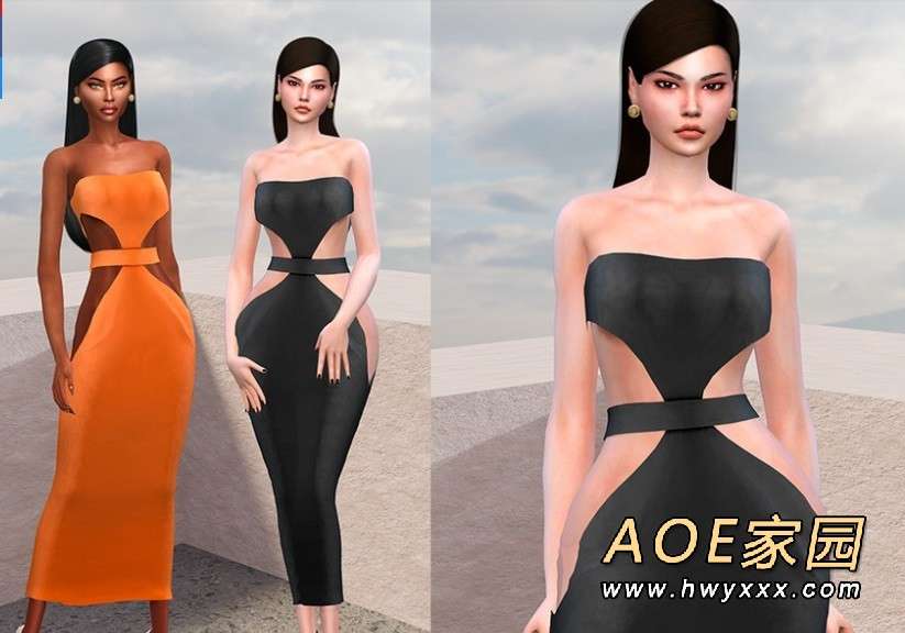 模拟人生4 性感黑色秀场裙MOD下载模拟人生4服装饰品MOD下载