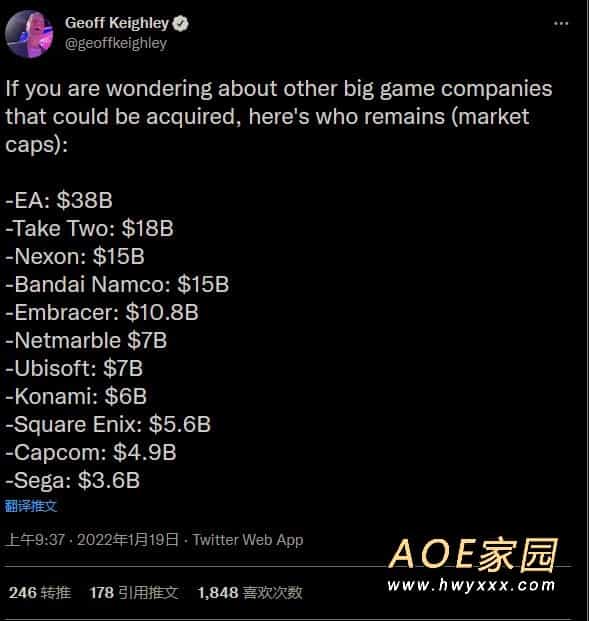 TGA主持人分享：还有哪些公司可以被收购