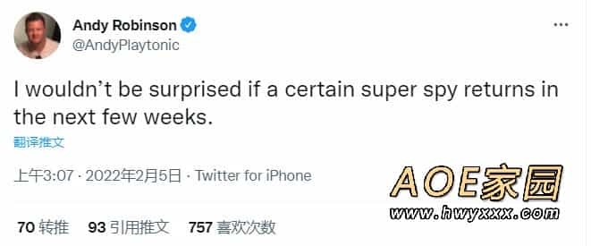 外媒：某个超级间谍将在未来几周内回归